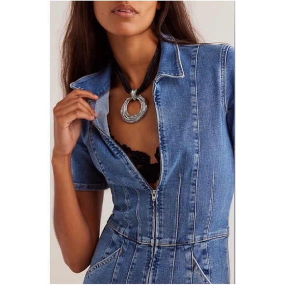 Free People We The Free Women's Jayde Flare Jumpsuit, Sunburst Blue, size XL - Picture 13 of 16